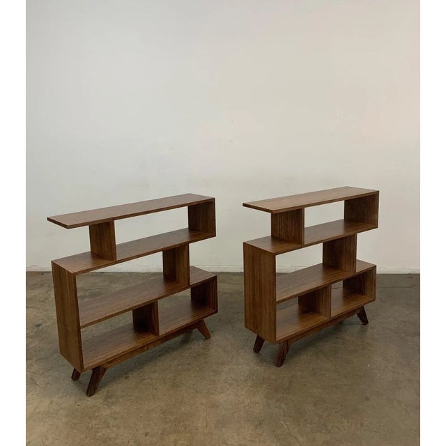 Compact Walnut Bookcase by Vintage on Point For Sale - Image 4 of 7