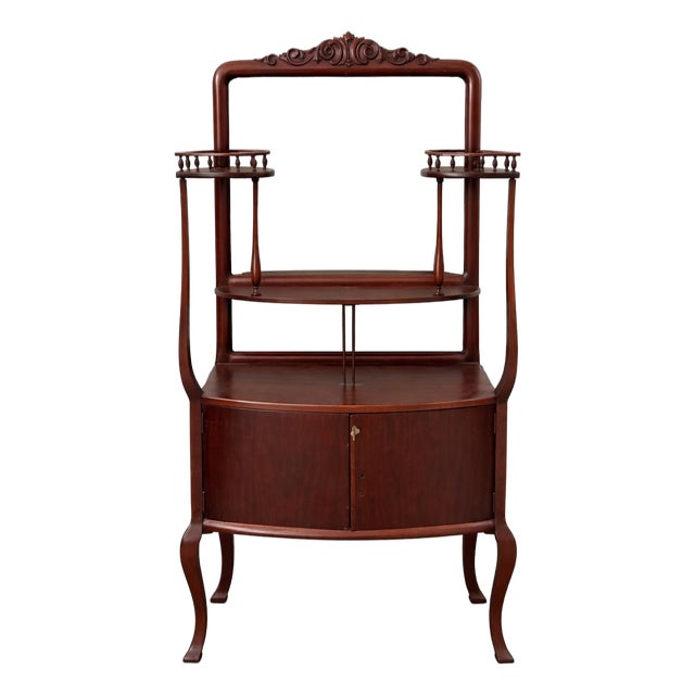 Vintage Mahogany Vanity Washstand With Mirror and Gallery Shelves – 58” Tall For Sale