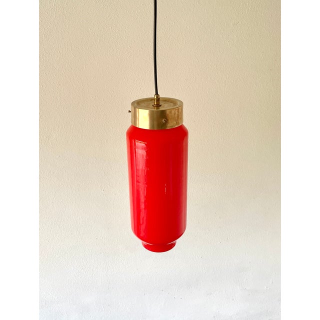 Mid-Century Modern Red Pendant Light attributed to Vetreria Vistosi Murano, 1960s For Sale - Image 4 of 15