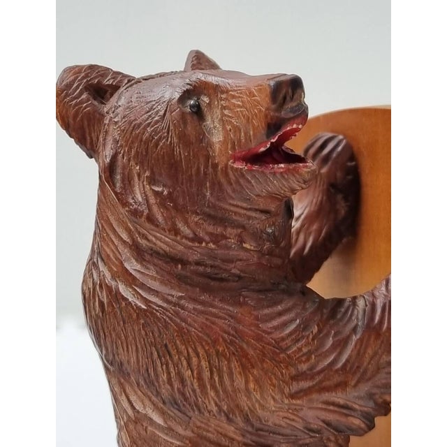 1930s Wooden Black Forest Bookends with Hand-Carved Bears by Geschwister Sarbach, Switzerland, 1930s, Set of 2 For Sale - Image 5 of 16