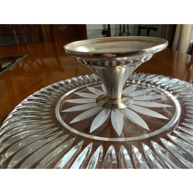 Vintage Silver Plated & Crystal Cake Stand For Sale In Chicago - Image 6 of 7