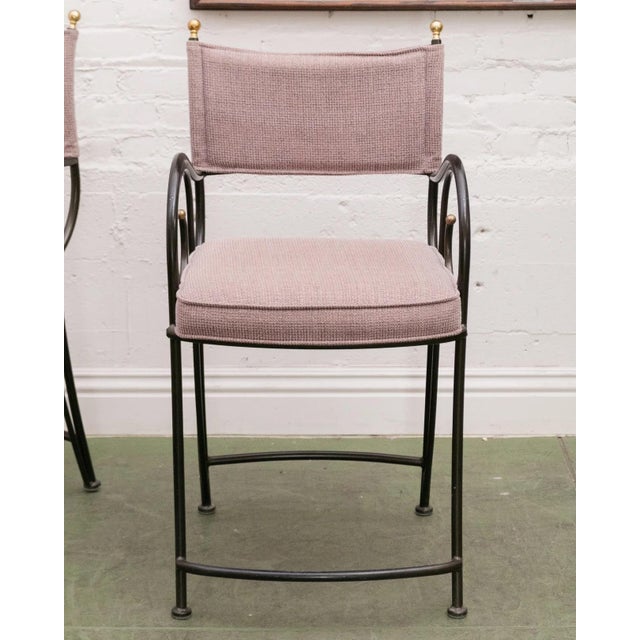 Modern Vintage Scrolled Iron Pair of Counter Stools For Sale - Image 3 of 8