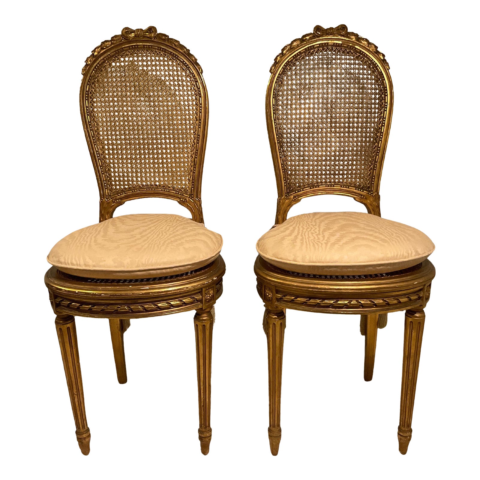 1920s Louis XVI Gilt Wood Petite Side Chairs- A Pair | Chairish