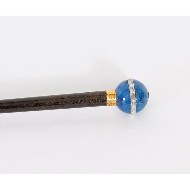 Antique Lapis Lazuli Walking Stick Cane by Briggs, 1890s For Sale - Image 4 of 10
