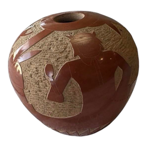 Vintage Native American Sgraffito Pottery Etched Polished Finishes Tom Tapia