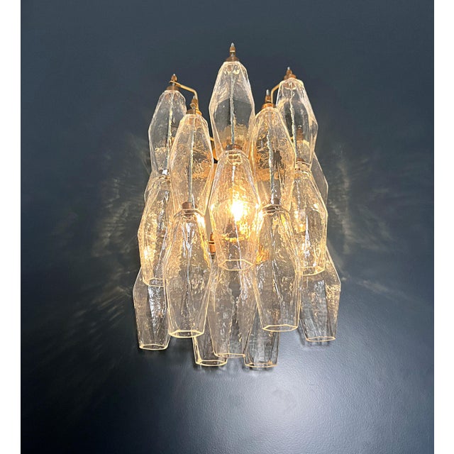 Vintage Italian Clear Murano Glass Poliedri Wall Sconces, 1990, Set of 2 For Sale - Image 6 of 13
