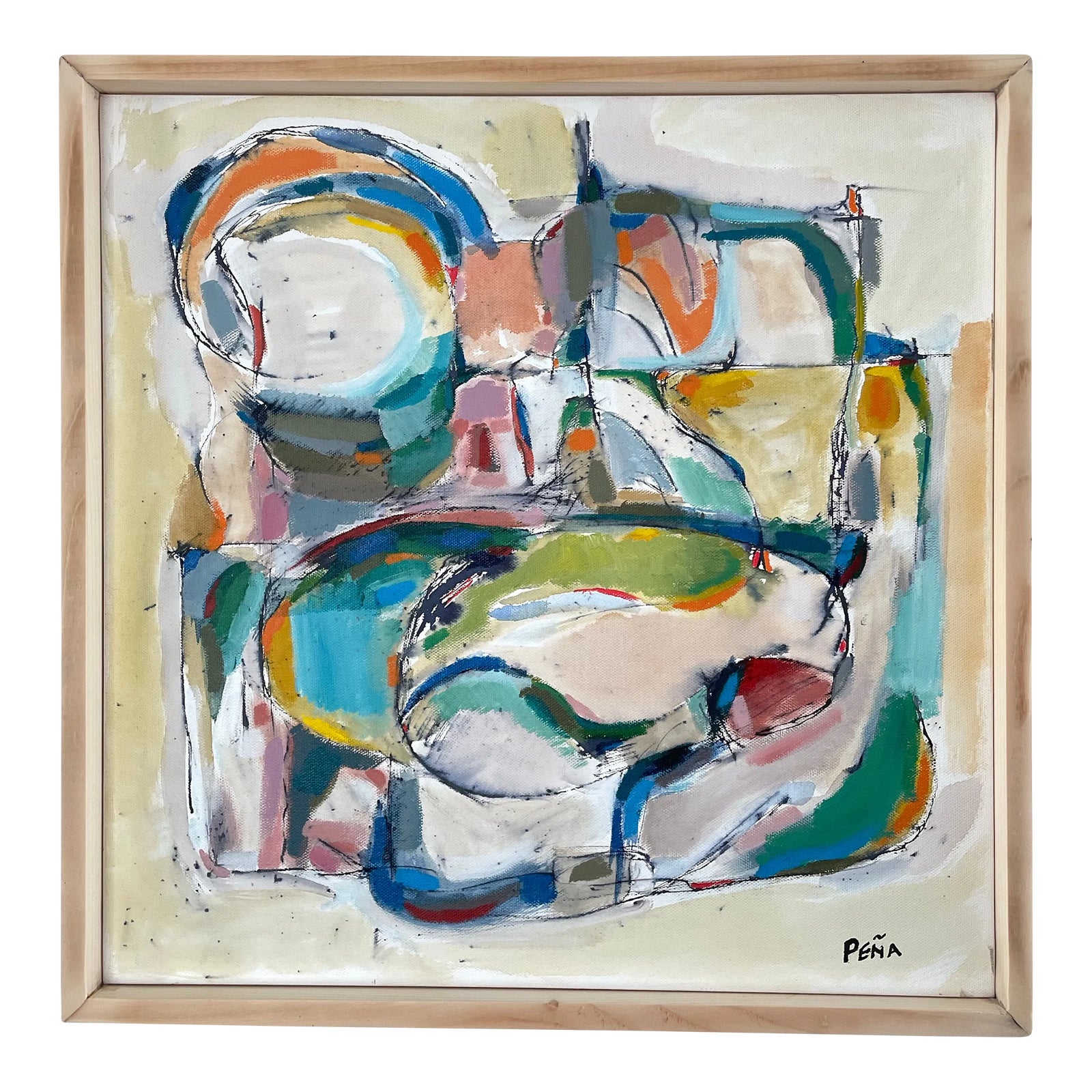 Framed Abstract Acrylic on Canvas by Francisco Peña | Chairish