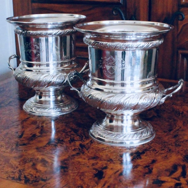 English Pair English Silver Plate Campagna Urns- Champagne / Wine Coolers For Sale - Image 3 of 17