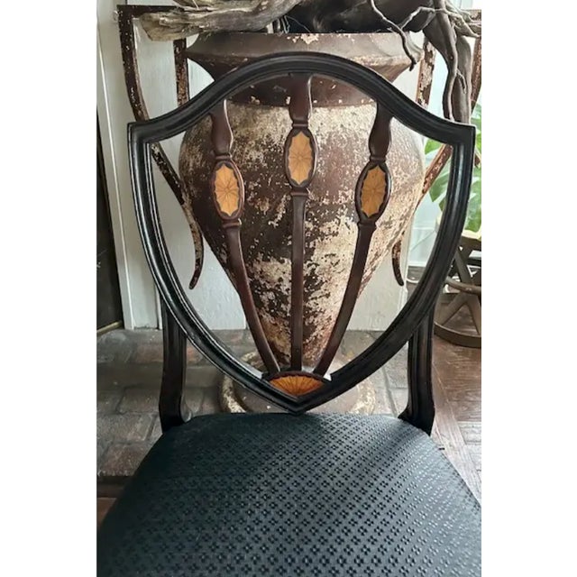 Brown Federal Shield Back Chair With Inlaid Marquetry and Nailheads For Sale - Image 8 of 11