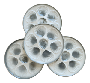 Vintage Oyster Plates in Blue-Grey Gradient Earthenware from Moulin des Loups, 1970s, Set of 4