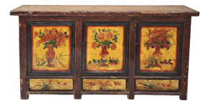 Hand-Painted Botanical Mural Buffet
