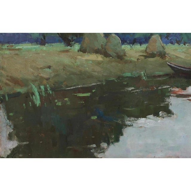 Original River Landscape Oil Painting, 1966 For Sale - Image 4 of 6