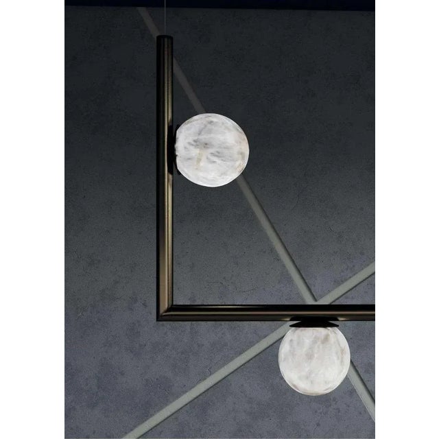 Ofione 1 Brushed Burnished Metal Pendant Lamp by Alabastro Italiano For Sale - Image 4 of 6