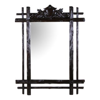 Black Forest Wall Mirror with Coat of Arms Carving, Austria, 1870s For Sale