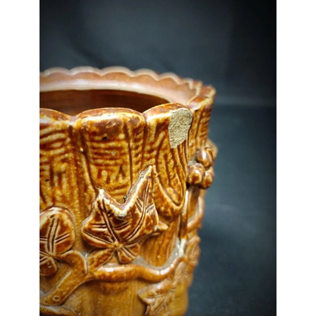 Small Mid 20th Century Terra Cotta Flower Pot With Vineyard Design For Sale - Image 10 of 12