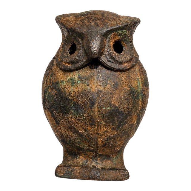 Mid 20th Century Japanese Cast-Iron Owl Candle Lantern| Organic Modern |Mcm| Brutalist For Sale