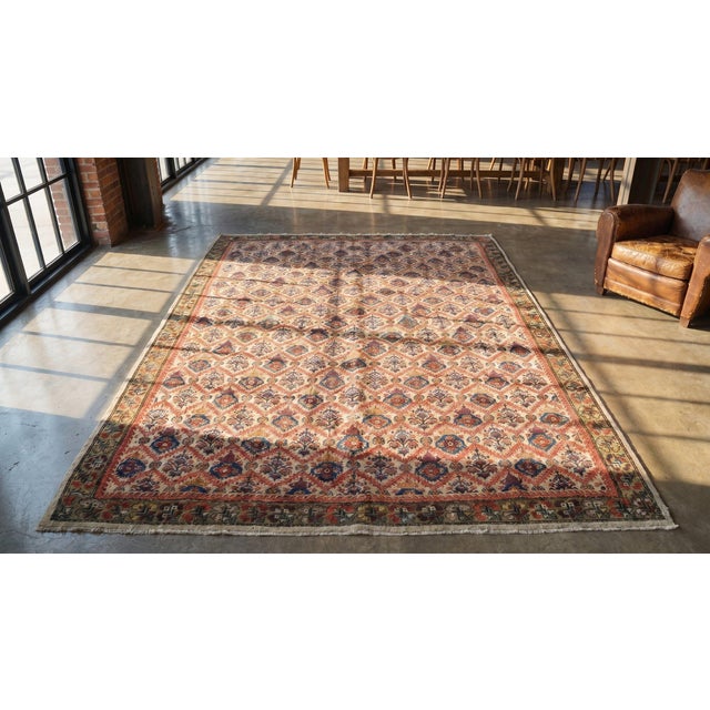 Textile 1880s Ivory Floral Trellis Antique Perisan Farahan Rug 4'2" X 6'2" Handknotted Wool Carpet For Sale - Image 7 of 8
