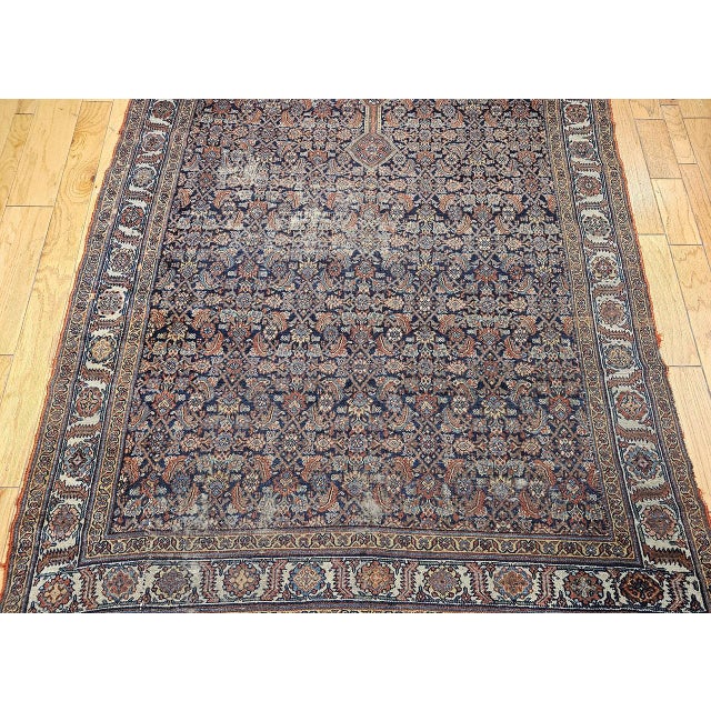 19th Century Persian Farahan Gallery Rug, Hand-Knotted Wool, Herati Geometric Pattern, Navy & ivory, 7x19 For Sale - Image 15 of 18