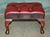 Antique Deep Buttoned Oxblood Leather and Hardwood Ottoman For Sale - Image 3 of 11