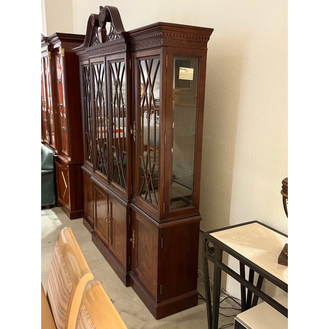 Late 20th Century Furniture Centennial Collection Flame Mahogany + Cherry Wood China Cabinet For Sale - Image 4 of 12