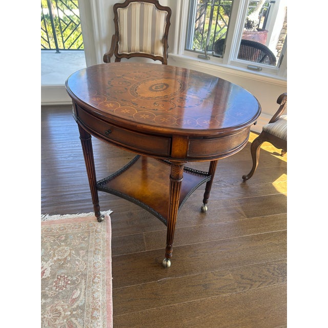 French Late 20th Century Marquetry Inlaid Center Table For Sale - Image 3 of 6
