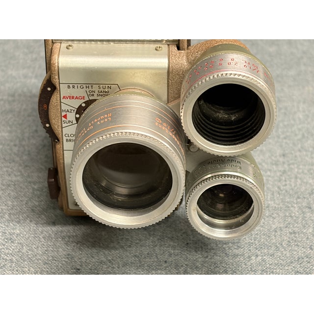 Brown Vintage Kodak Medallion 8mm Movie Camera With Turret Lens For Sale - Image 8 of 12