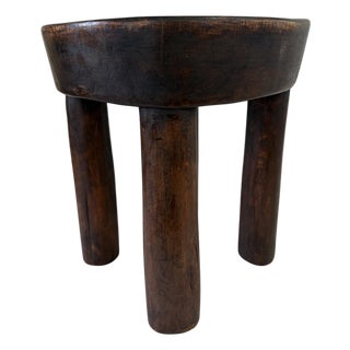 Vintage African Wood Milk Stool Hehe Gogo People Tanzania 10" H For Sale