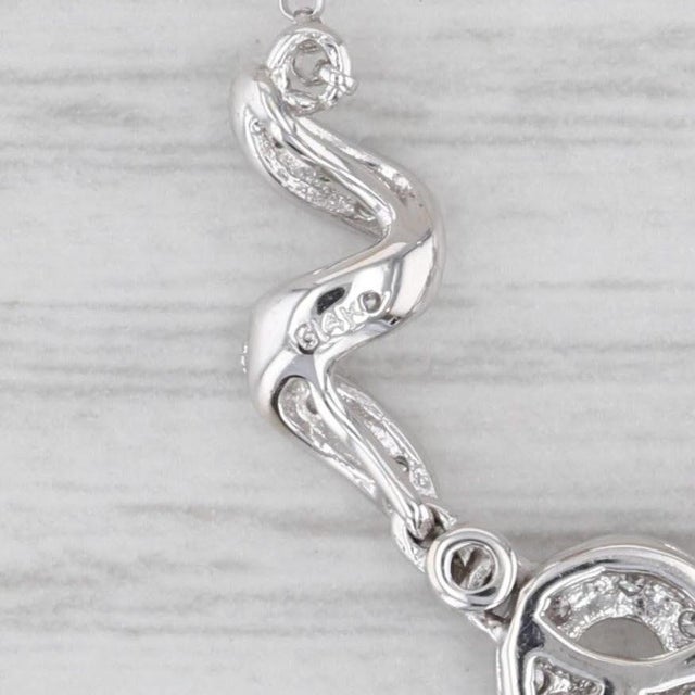 0.23ctw Diamond Lariat Teardrop Necklace 14k White Gold 13.75" Rolo Chain For Sale - Image 4 of 6