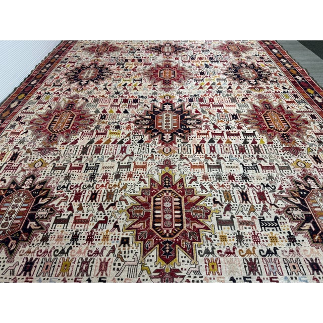 6ft 9in × 9ft 9in Flat Woven Afghan Area Rug For Sale - Image 4 of 12