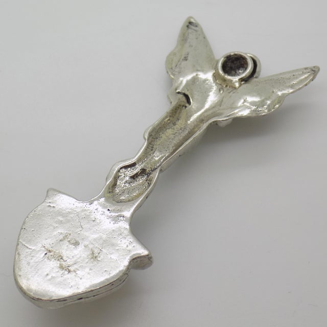 Silver Vintage Italian Handmade Genuine Silver Angel Themed Holy Water Font Figurine For Sale - Image 8 of 11