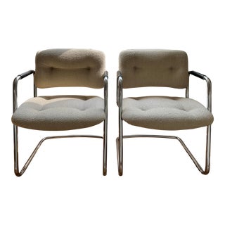 1980s Vintage Steelcase Beige Cantilever Chairs - a Pair For Sale