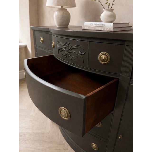 Mid 20th Century Mid 20th Century Professionally Refinished Drexel Bowfront Mahogany Buffet / Sideboard For Sale - Image 5 of 10