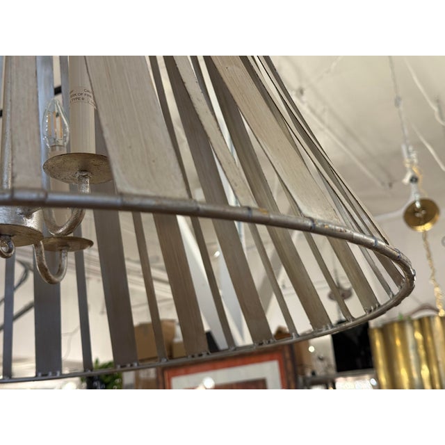 Late 20th Century Rustic Industrial Lattice Drum Chandelier For Sale - Image 9 of 12