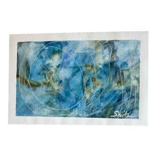 “Blue Current No. 1” Original Abstract Watercolor by Nancy Smith For Sale