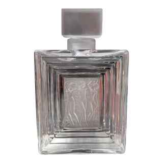 Huge Lalique French Crystal Art Deco Nudes Perfume Bottle For Sale
