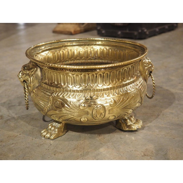 A Polished Circa 1900 French Brass Jardiniere Table Planter For Sale - Image 14 of 14