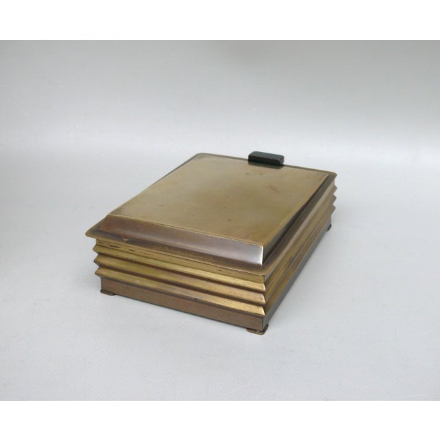 Black Art Deco Brass and Wood Lidded Tobacco Box, Germany, 1920s For Sale - Image 8 of 15