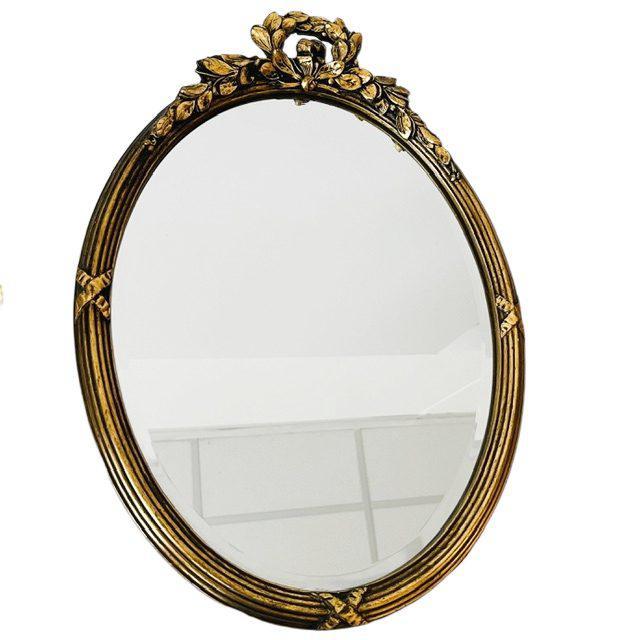 Mid-Century Hollywood Regency Oval Baroque Mirror with Leaf Decoration, 1960s For Sale - Image 4 of 9
