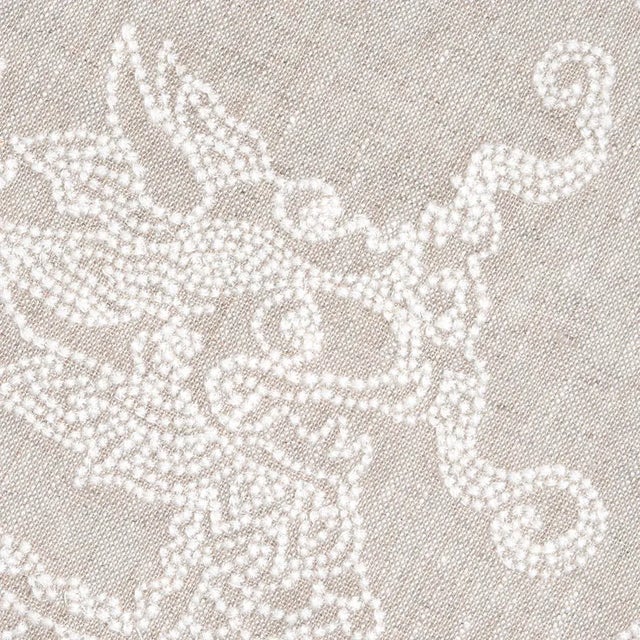 Schumacher Sample - Schumacher Dragon Embroidery Fabric, Ivory on Natural For Sale - Image 4 of 5