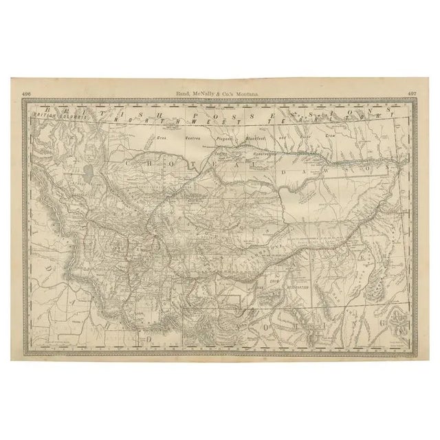 Map of Montana Railroads, Indian Reservations and Frontier Settlements, 1888 For Sale - Image 10 of 10