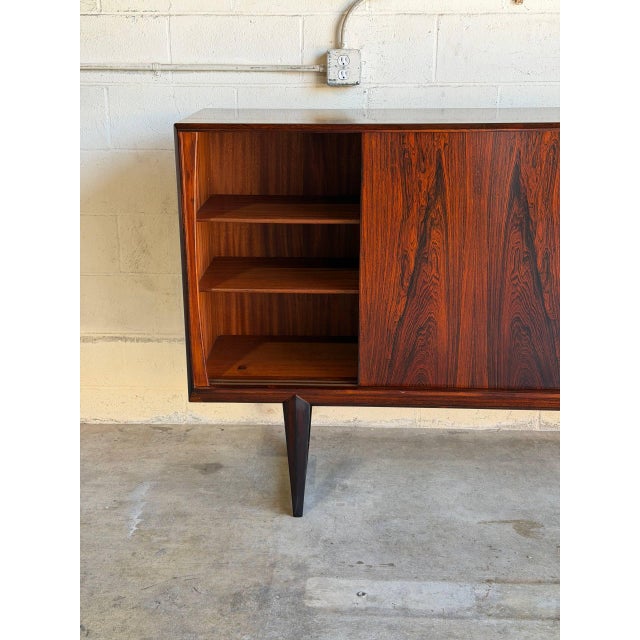 Rosewood Highboard Sideboard Cabinet With Sculptural Base Crafted in Denmark 1960s For Sale - Image 10 of 10