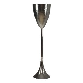 Celis Contemporary Hammered Nickel Brass Champagne Bucket Stand For Sale