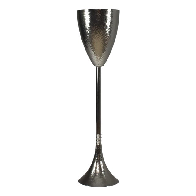 Celis Contemporary Hammered Nickel Brass Champagne Bucket Stand For Sale