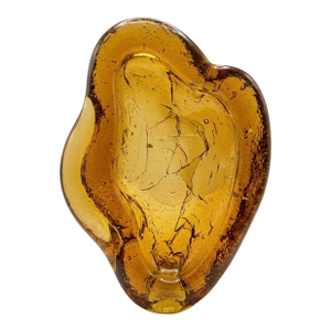 Mid-Century Modern Blenko Amber Freeform Glass Organism Bowl by Winslow Anderson