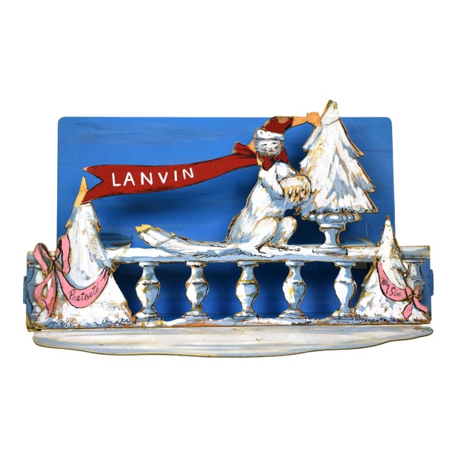 Lanvin Paris Pretexte/ My Sin Christmas Advert Sign W/ Cat on Fence For Sale