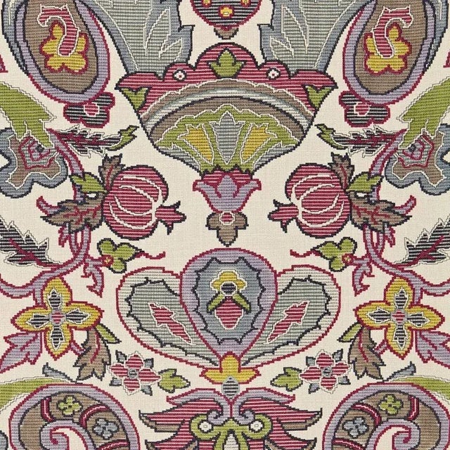 Sample- Schumacher Mataura Linen Print Fabric in Tapestry For Sale
