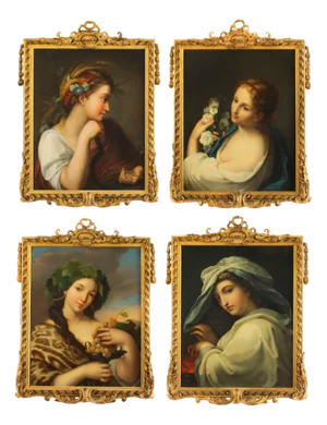 After Giuseppe Mazzolini, Four Seasons, 19th Century, Oil Paintings, Set of 4
