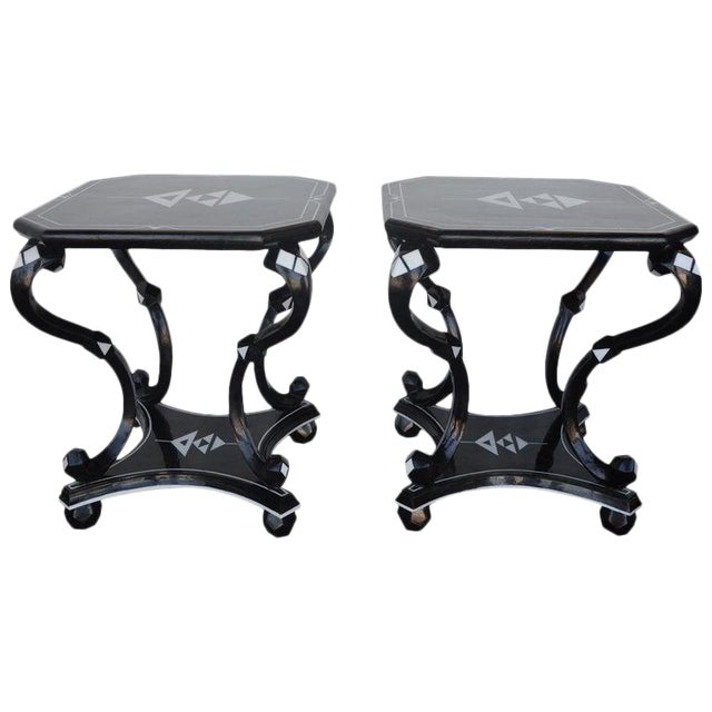 Hollywood Regency Coconut Side Tables - a Pair For Sale