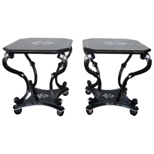 Hollywood Regency Coconut Side Tables - a Pair