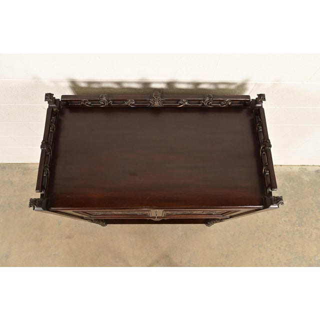 Antique English Victorian or Gothic Revival Carved Walnut Drop Front Secretary Desk | Circa 1880s For Sale - Image 11 of 14